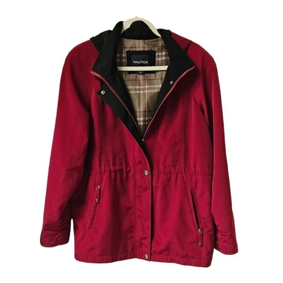 NAUTICA Women's Soft Shell Plus Size  Dark Cranberry Red  & Black  Winter Jacket - Picture 1 of 14